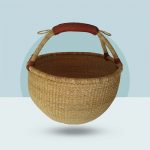 Round Natural Basket Leather
