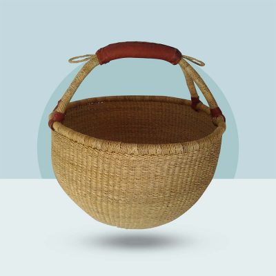 Round Natural Basket Leather